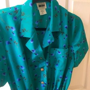 Silky Vintage Turquoise shirtdress